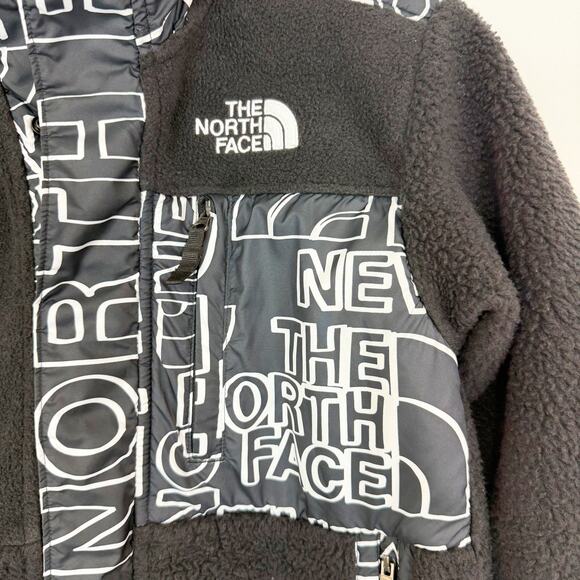 The North Face Boys Forrest Fleece Mashup Jacket Black White Logo Print Large 12 - Picture 3 of 15
